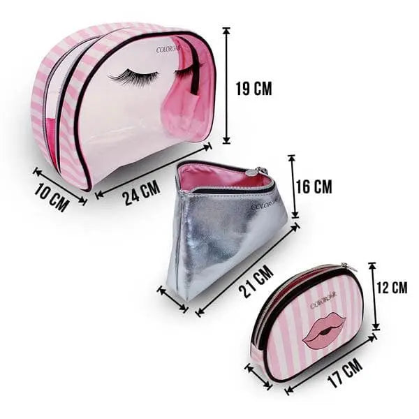 Lips & Lashes Bag In Bag(Set Of Three) - White + Blush Pink